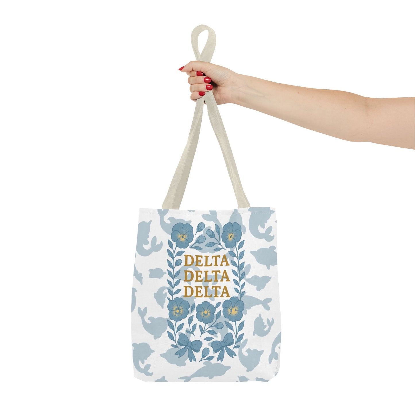 Delta Delta Delta Floral Tote Bag | Sorority Gift | Reusable Shopping Bag | Summer Accessory | Eco-Friendly Bag | Stylish Storage