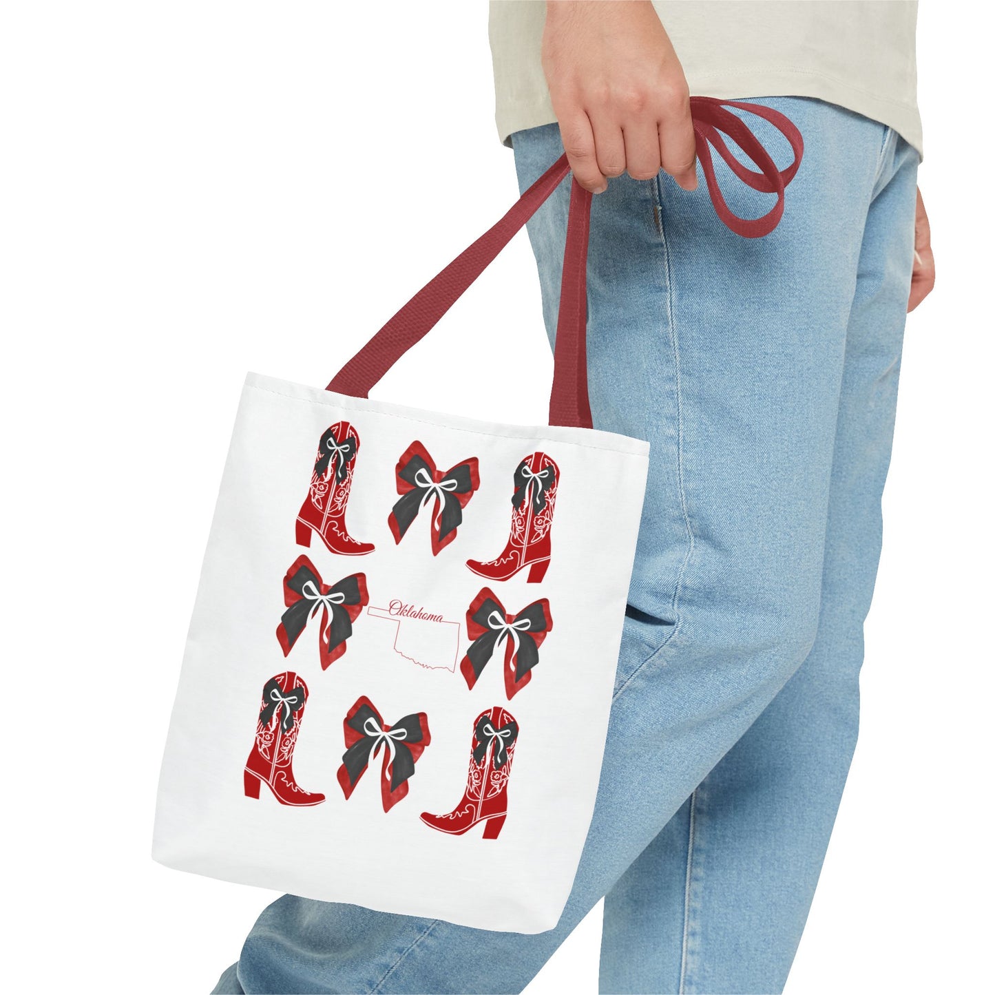 Tote Bag - Oklahoma Game Day Coquette Bow Design Fan Gift