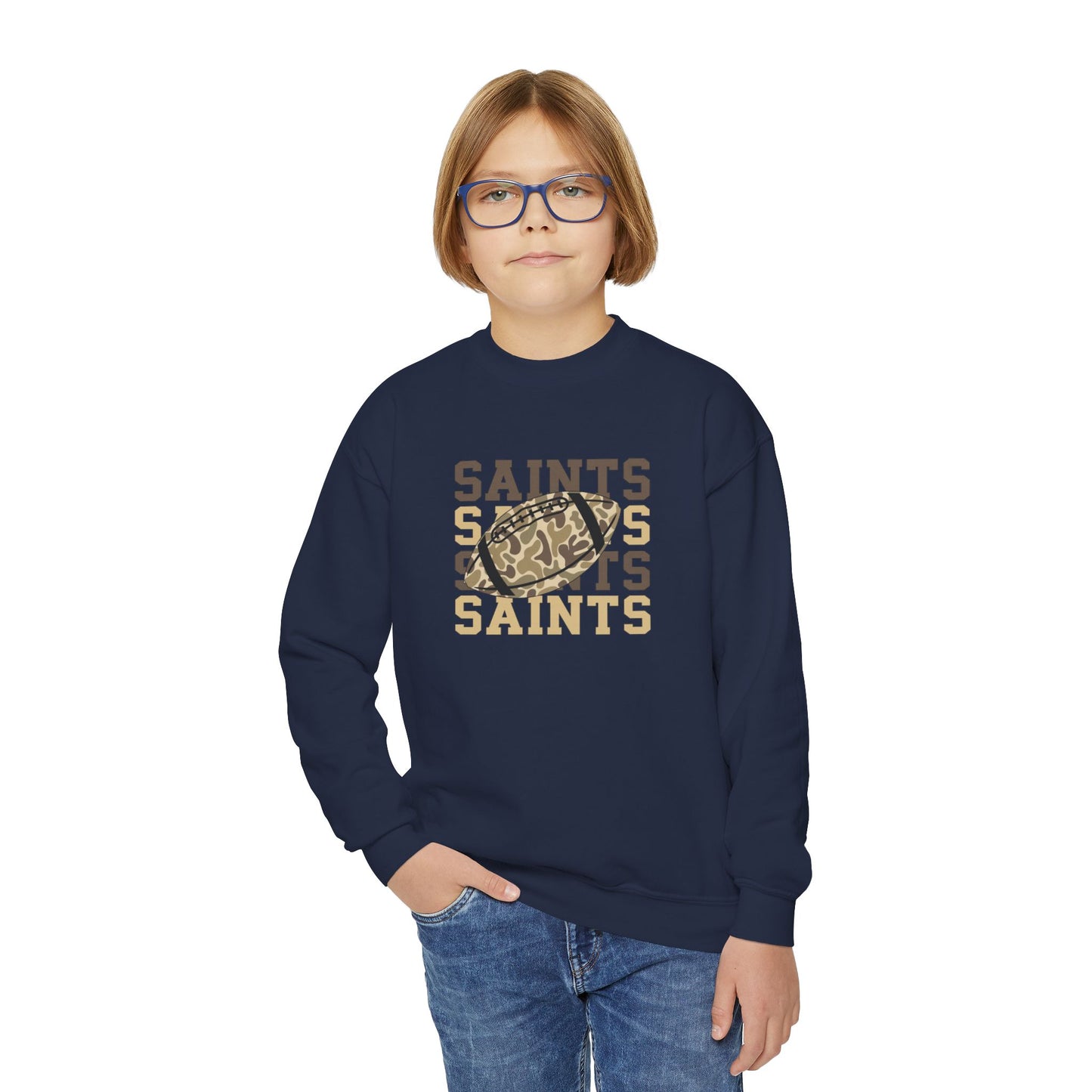 Youth Saints Crewneck Sweatshirt, Cozy Youth Sweatshirt, Sports Team Apparel, Perfect for Game Day, Gift for Young Fans