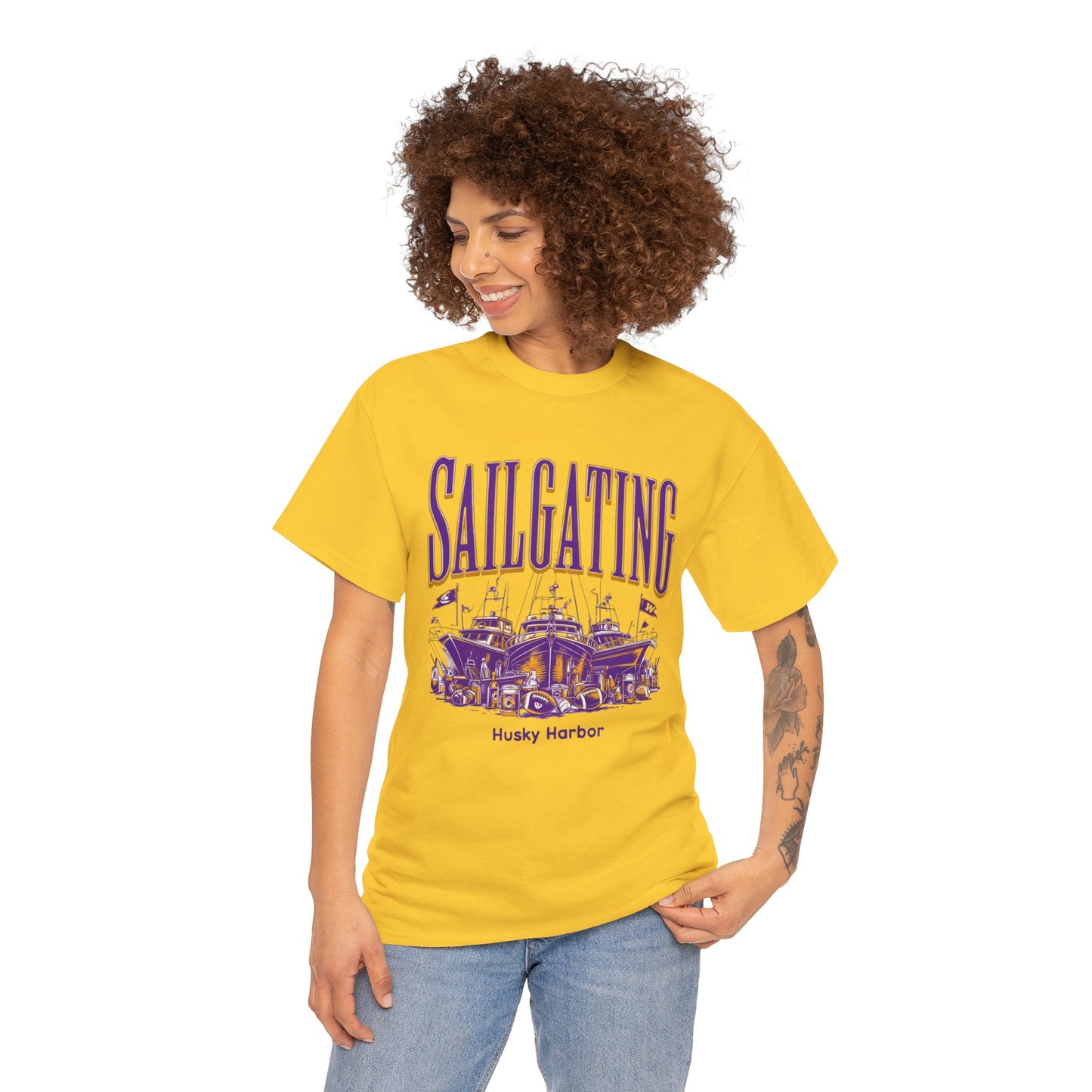 Sailgating Tee - Washington Huskies Unisex Heavy Cotton Shirt