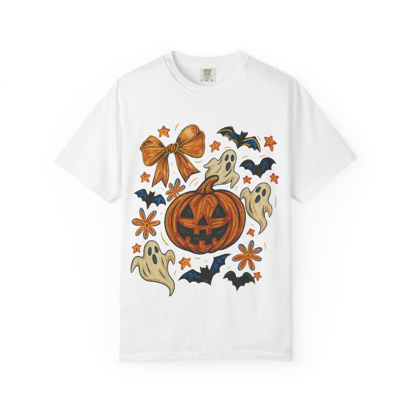 Halloween Ghost & Pumpkin T-shirt, Spooky Season Shirt, Fall Tee, Unisex Halloween Apparel, Ghostly Graphic Tee, Pumpkin Graphic Shirt
