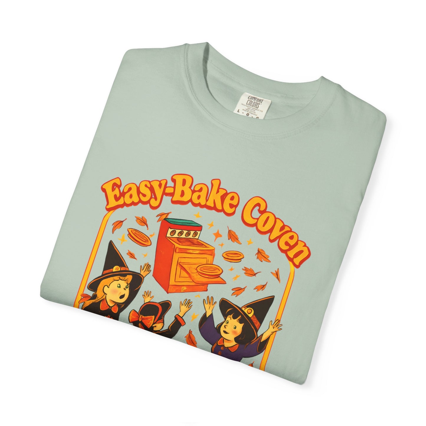 Halloween Witch T-Shirt, Unisex Garment-Dyed Shirt, Easy-Bake Coven Tee, Spooky Season Apparel, Cute Witch Design