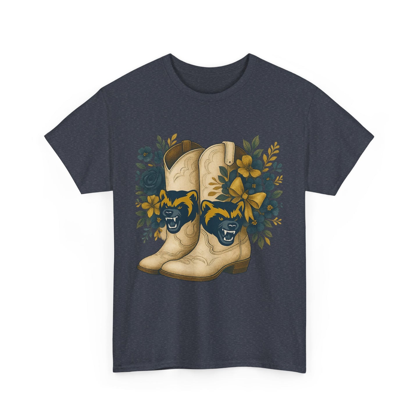 Graphic Tee - Michigan Wolverines Maize and Blue Country Chic Floral Cowboy Boots Vintage Style Shirt