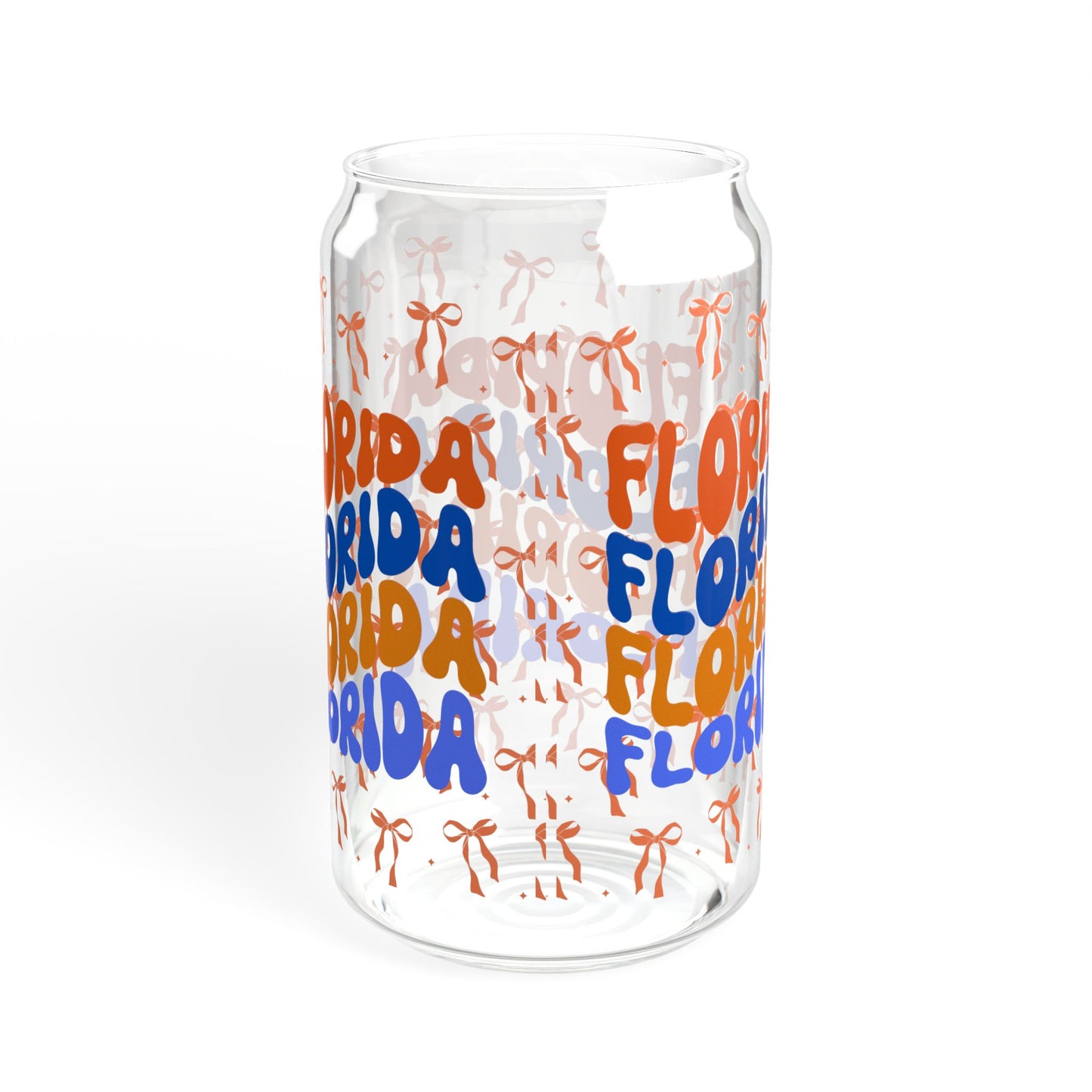 Coquette Bow Florida Sipper Glass, 16oz - Reusable Drinkware, Summer Vibes, Beach Lovers Gift, Eco-Friendly, FL gators, graduation gift, college student gift, florida fan