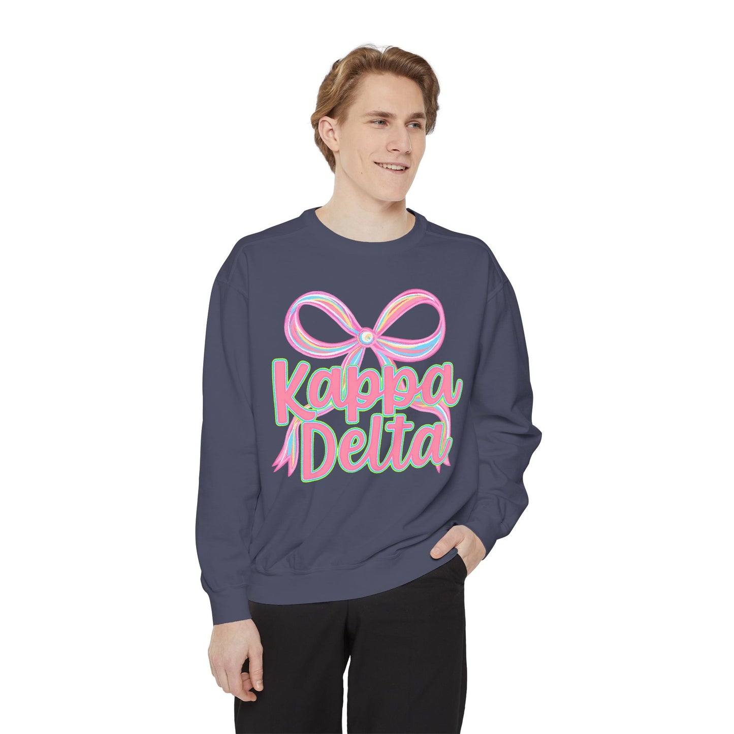 KD Comfort Colors Garment-Dyed Sweatshirt, Sorority Apparel, Cozy Gift, College Sweatshirt, Valentine's Day Gift, Customizable Sweater