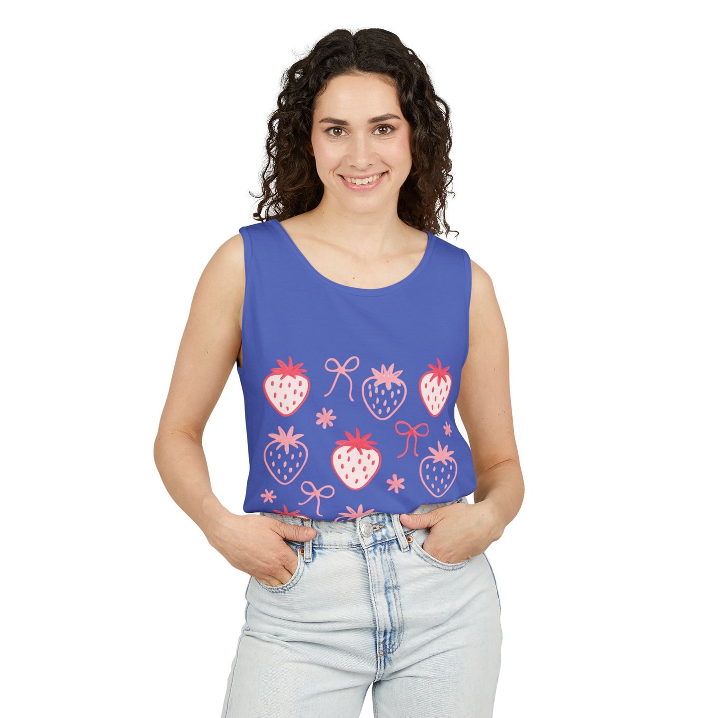Strawberry Print Tank Top - Summer Vibes Beachwear