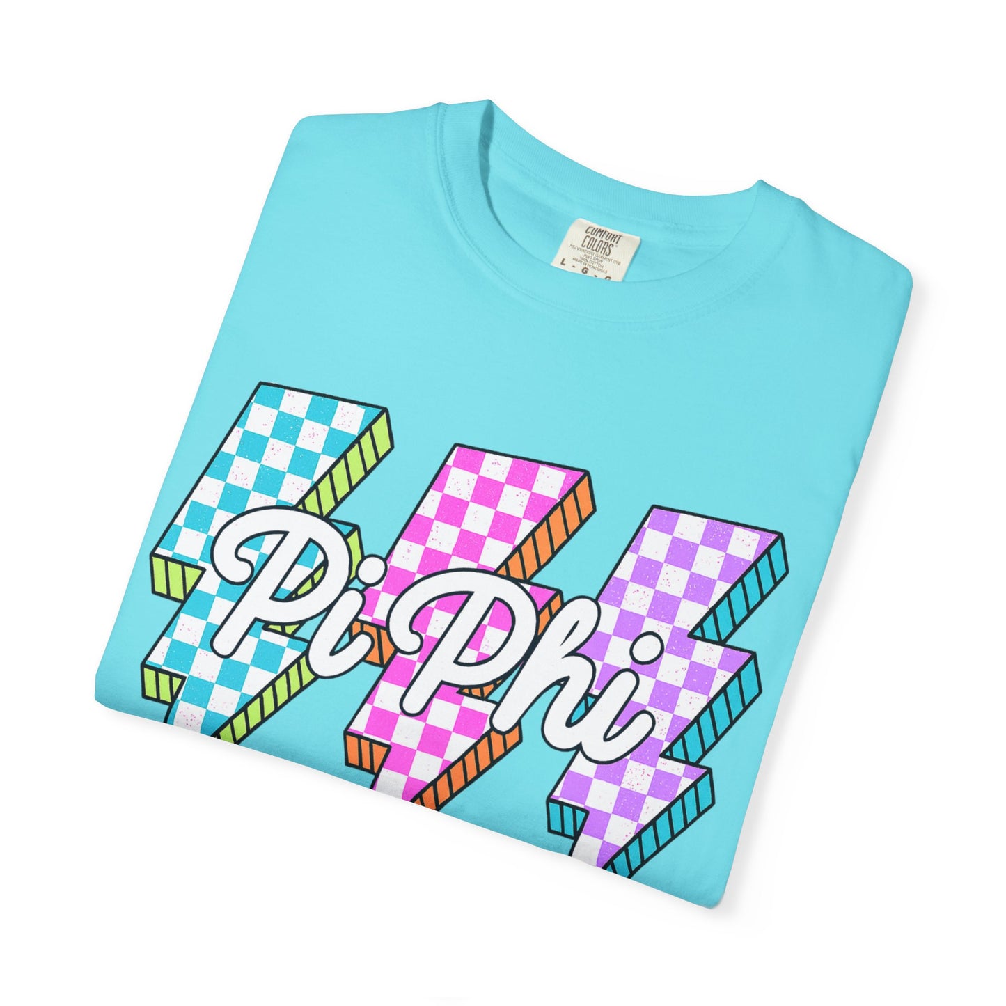PB Phi Lightning Bolt Unisex T-shirt | Vibrant Greek Life Apparel, Unique Gift for Sorority Sisters, Casual Wear, Celebrating Sisterhood