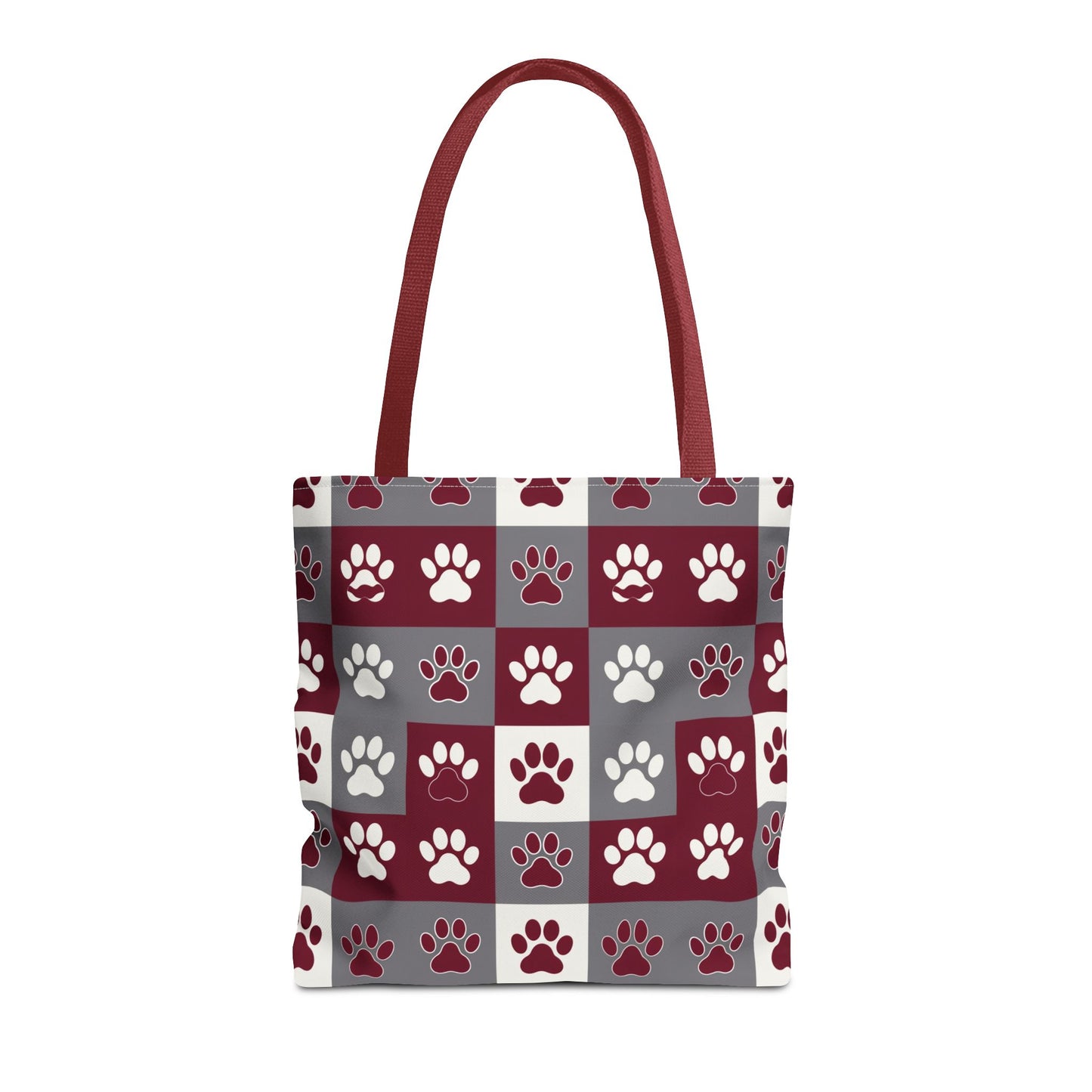 MS Bulldog Tote Bag - AOP, Paw Print Design, Reusable Shopping Bag, Mississippi Bulldog Fan, Animal Lover Accessory