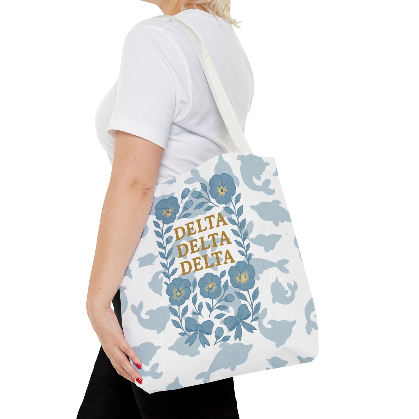 Delta Delta Delta Floral Tote Bag | Sorority Gift | Reusable Shopping Bag | Summer Accessory | Eco-Friendly Bag | Stylish Storage