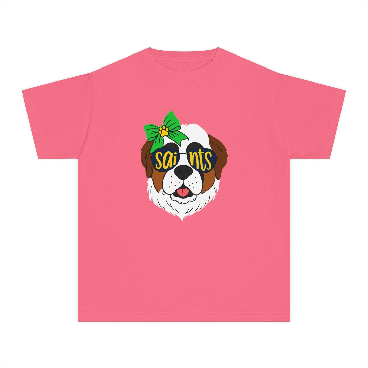 Saints Dog Youth Tee, Cute Puppy T-Shirt, Pet Lover Gift, Casual Wear, Birthday, Family Reunion, Dog Show