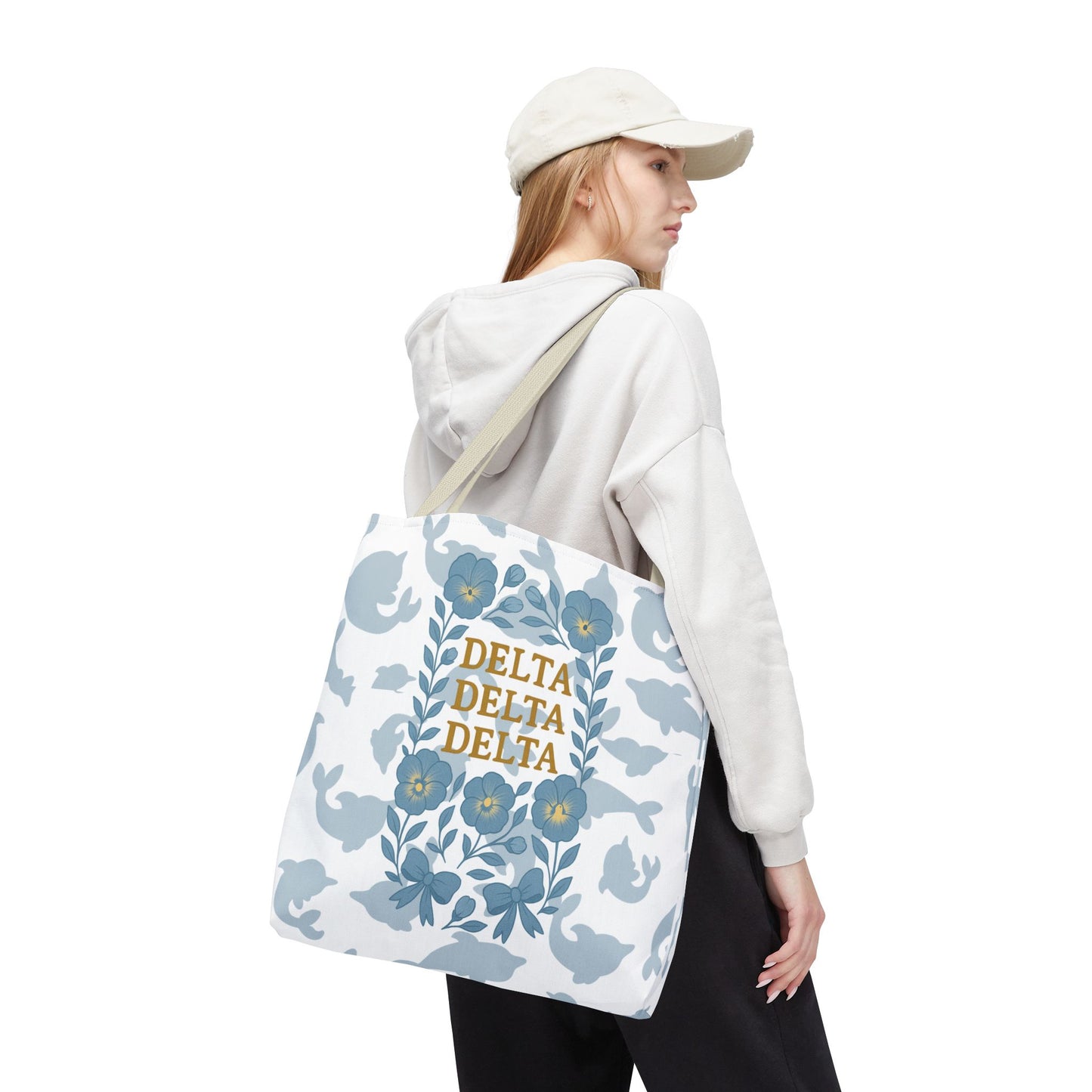 Delta Delta Delta Floral Tote Bag | Sorority Gift | Reusable Shopping Bag | Summer Accessory | Eco-Friendly Bag | Stylish Storage