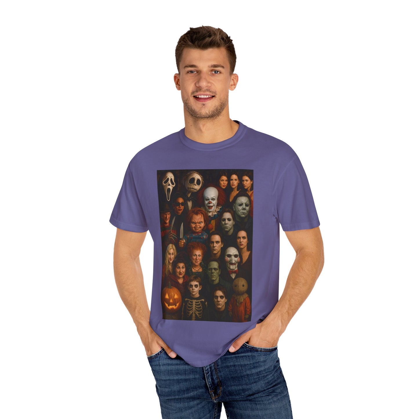 Spooky Halloween T-Shirt | Unisex Garment-Dyed Tee Featuring Iconic Horror Movie Characters, Perfect for Halloween Parties, Horror [...]