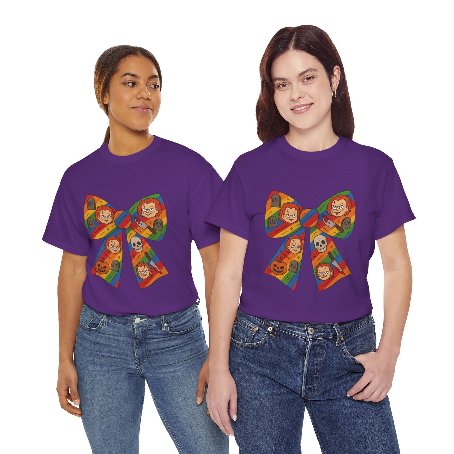 Colorful Halloween Bow Tee, Fun Costume T-Shirt, Halloween Party Shirt, Unisex Graphic Tee, Cozy Everyday Wear, Unique Gift Idea