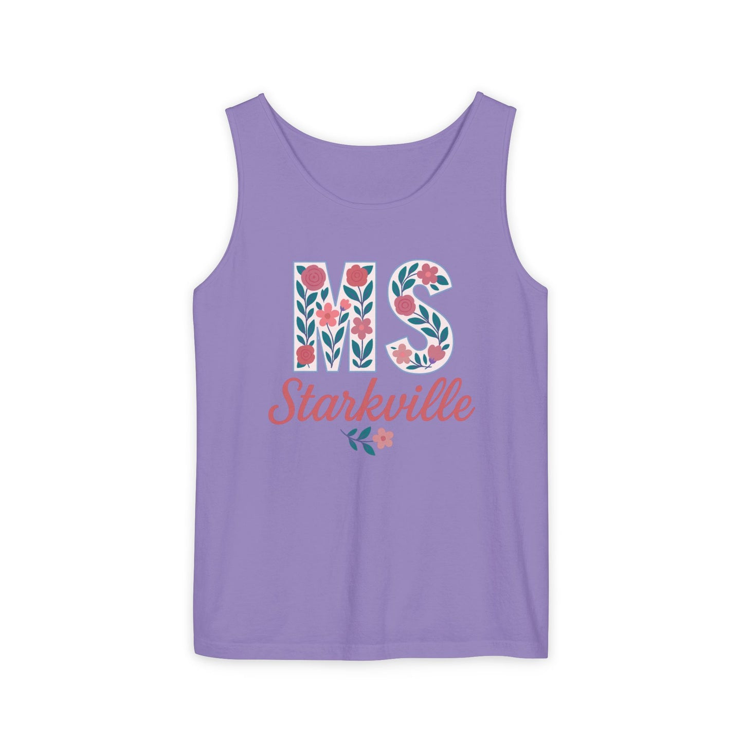 Mississippi Floral Monogram Summer Tank Top, Comfort Colors, Perfect for Casual Outings, Gifts, Beach Days, Graduation Celebrations,