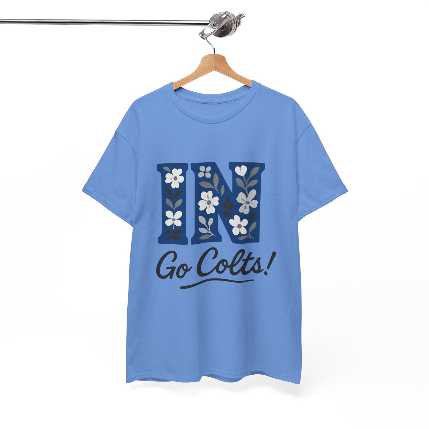 Floral Colts Tee | Unisex Heavy Cotton Tee for Sports Fans, Indiana Pride