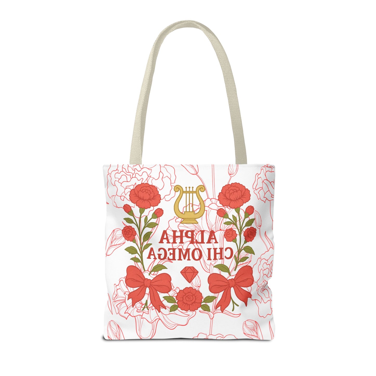 Floral Sorority Alpha Chi Omega Tote Bag, College Essentials, Gift for Sorority Sisters, Eco-Friendly Shopping Tote, Alpha Chi Omega Apparel