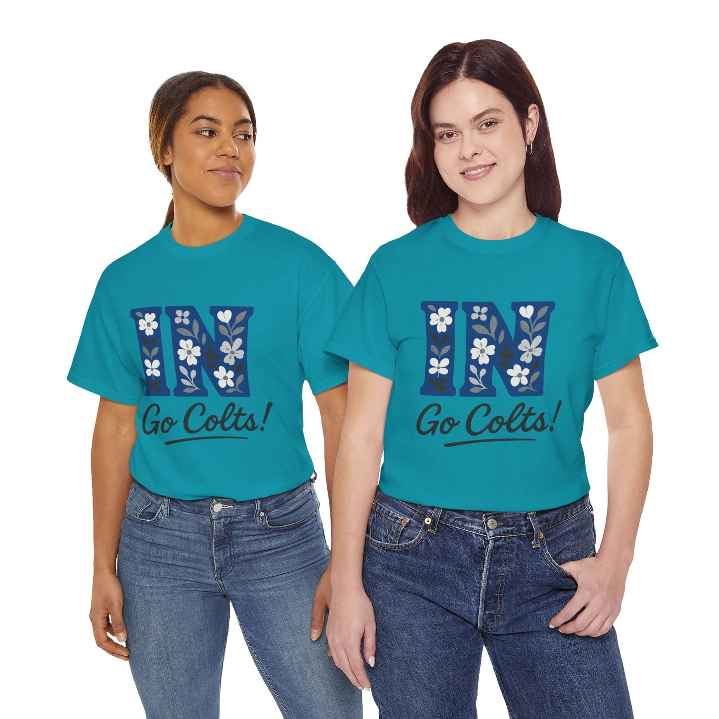 Floral Colts Tee | Unisex Heavy Cotton Tee for Sports Fans, Indiana Pride