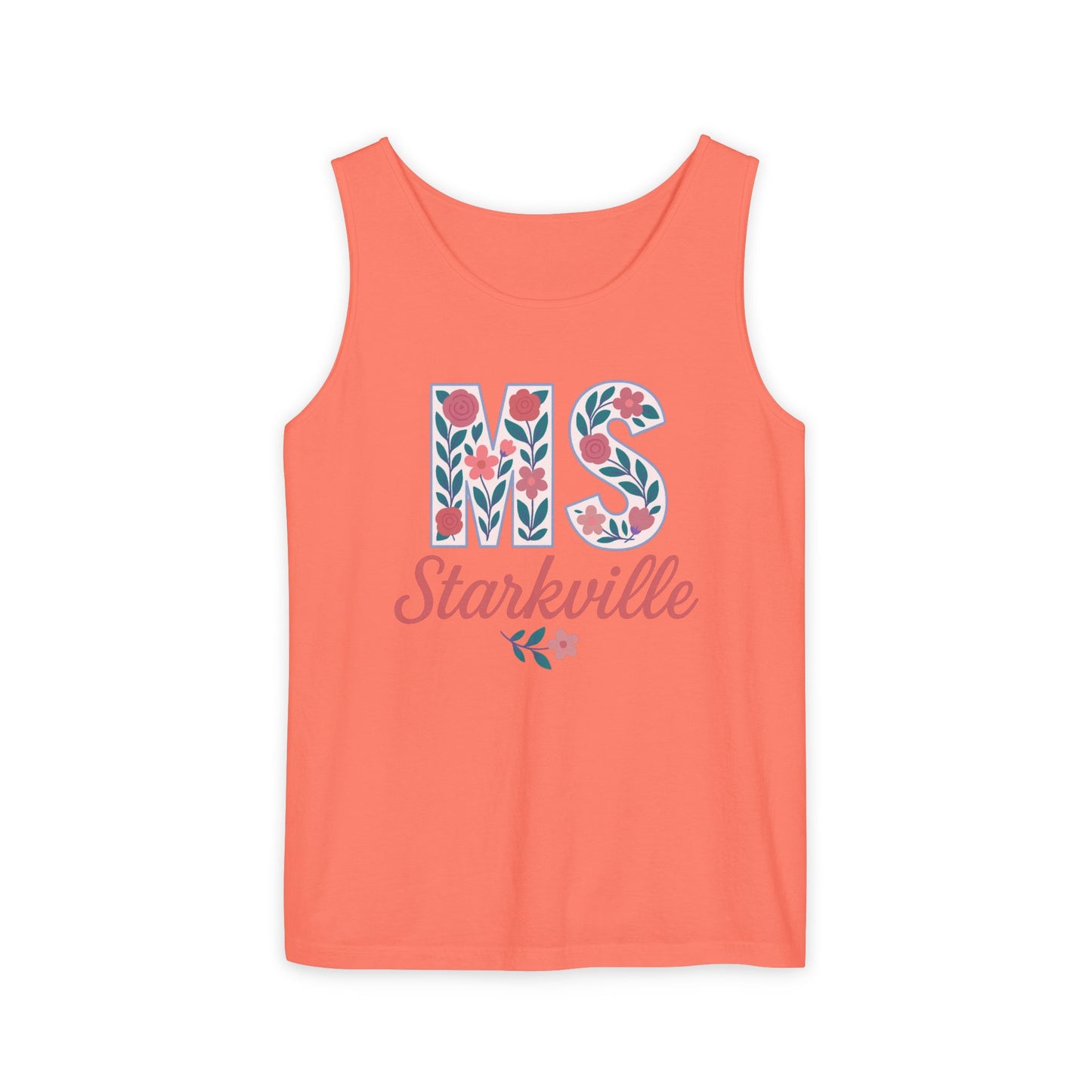 Mississippi Floral Monogram Summer Tank Top, Comfort Colors, Perfect for Casual Outings, Gifts, Beach Days, Graduation Celebrations,