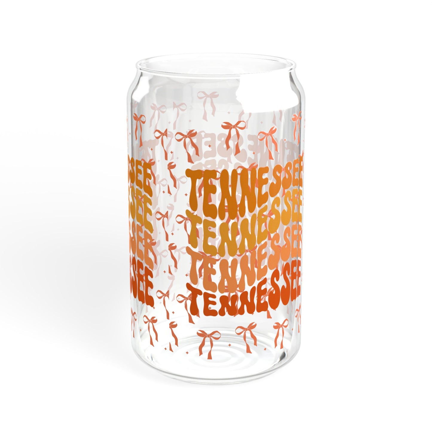 Coquette Bow Tennessee Sipper Glass, Tropical Drinkware, Summer Party Essential, Eco-Friendly Glass Cup, Tn game day, tennessee fan gift, graduation gift