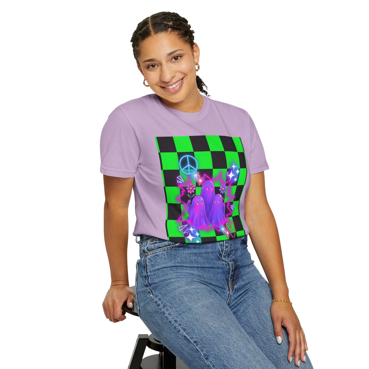 Vibrant Ghost Graphic Tee, Unisex T-shirt, Retro Vibe Shirt, Perfect for Halloween, Party Wear, Casual Style, Unique Gift