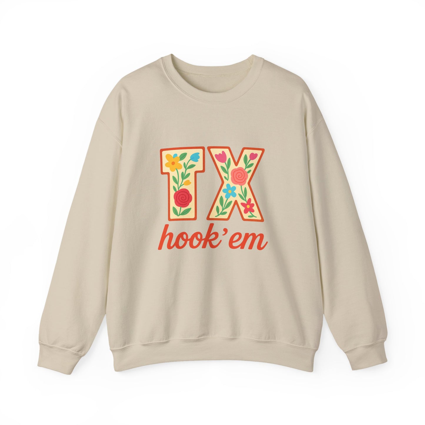 TX Hook'em Unisex Crewneck Sweatshirt | Cozy Texas Pride Apparel, Perfect for Game Day, Casual Outfits, Gifting