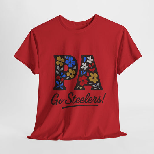 Sports Fan Tee - Floral PA Go Steelers Unisex Heavy Cotton Tee
