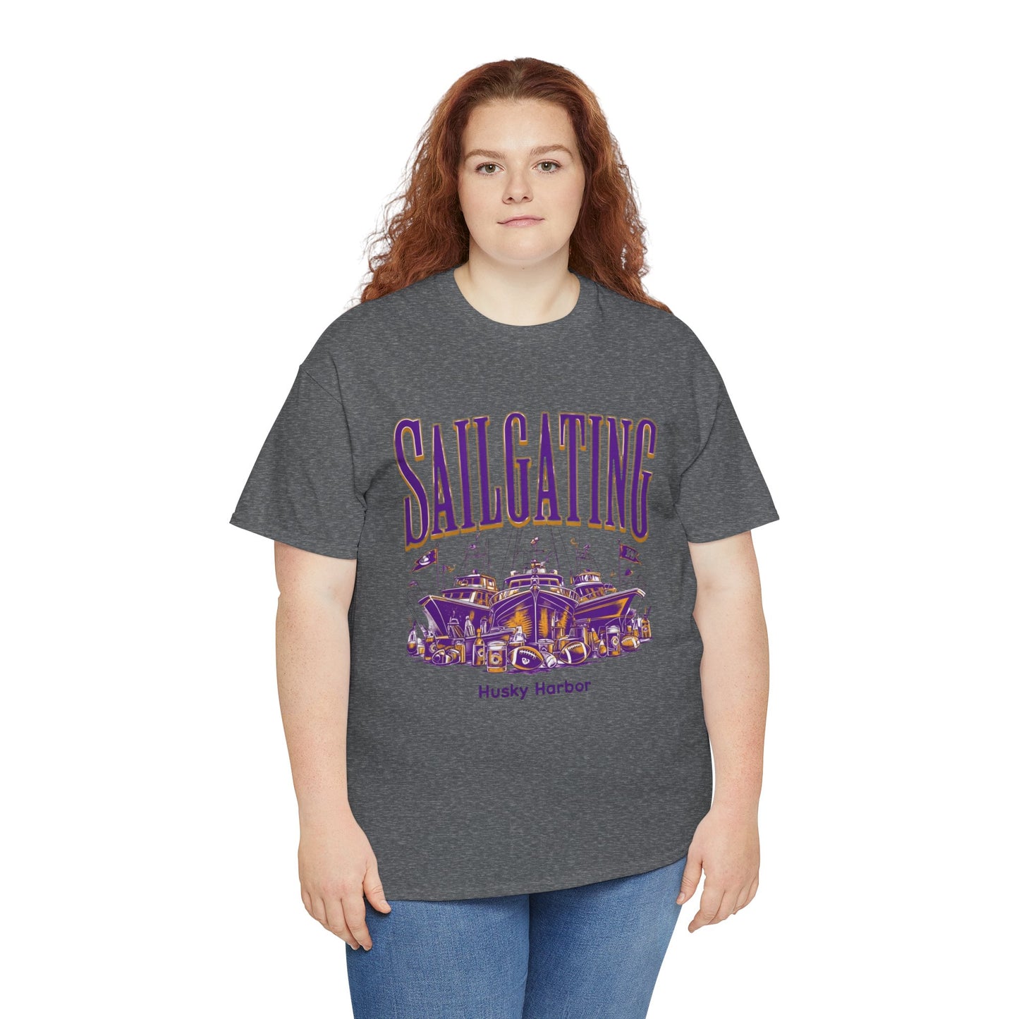 Sailgating Tee - Washington Huskies Unisex Heavy Cotton Shirt