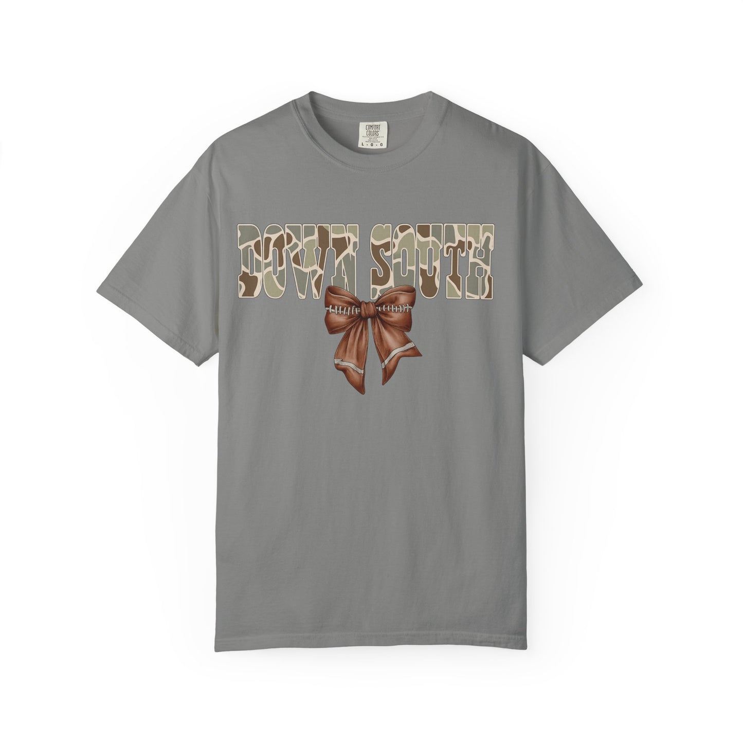 Camo Bow Graphic Tee - Trendy Apparel for Casual Outings and Birthdays