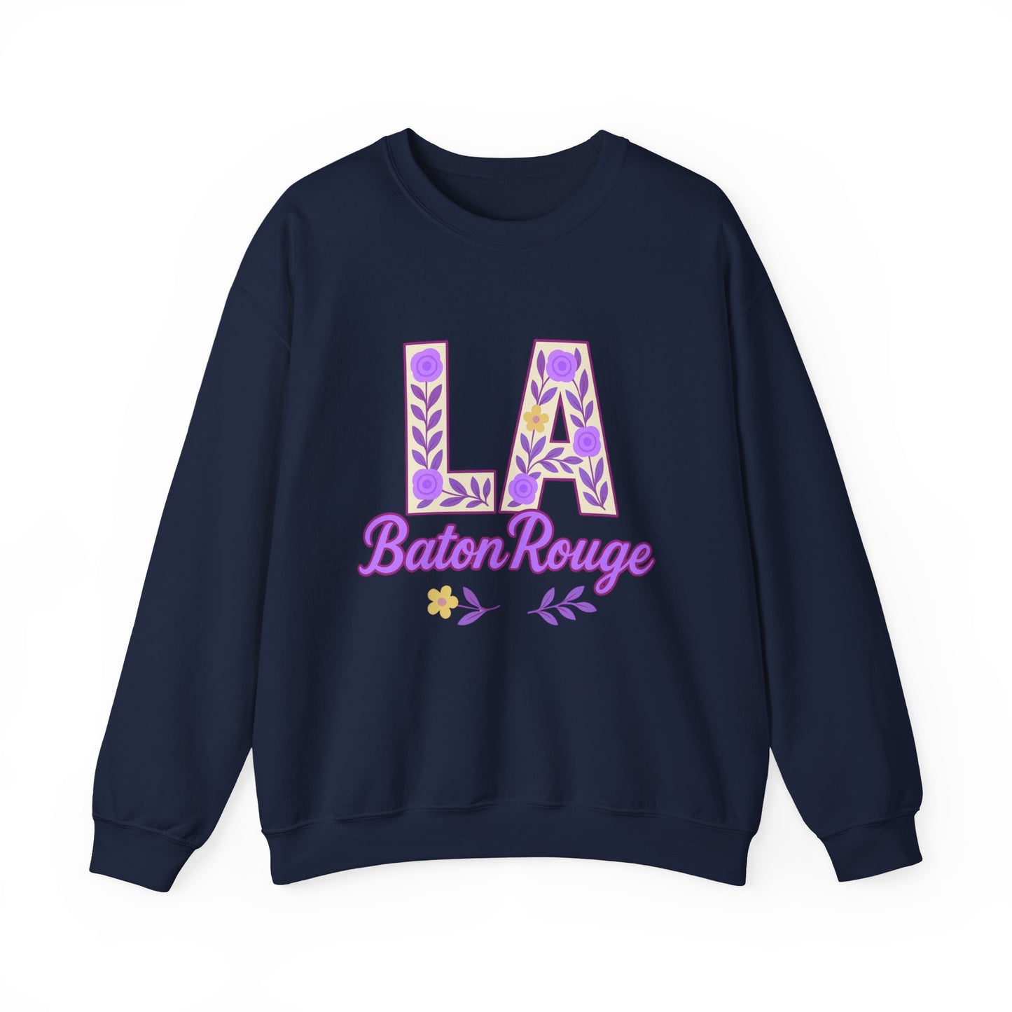 LA Baton Rouge Floral Sweatshirt, Cozy Crewneck for Fall, Gift for Friends, Casual Outing, Southern Style Apparel