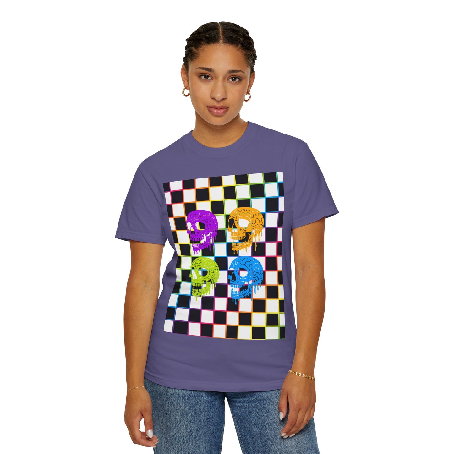 Vibrant Skull Graphic T-Shirt, Unisex Tee, Halloween Outfit, Alternative Fashion, Festival Wear, Casual Street Style
