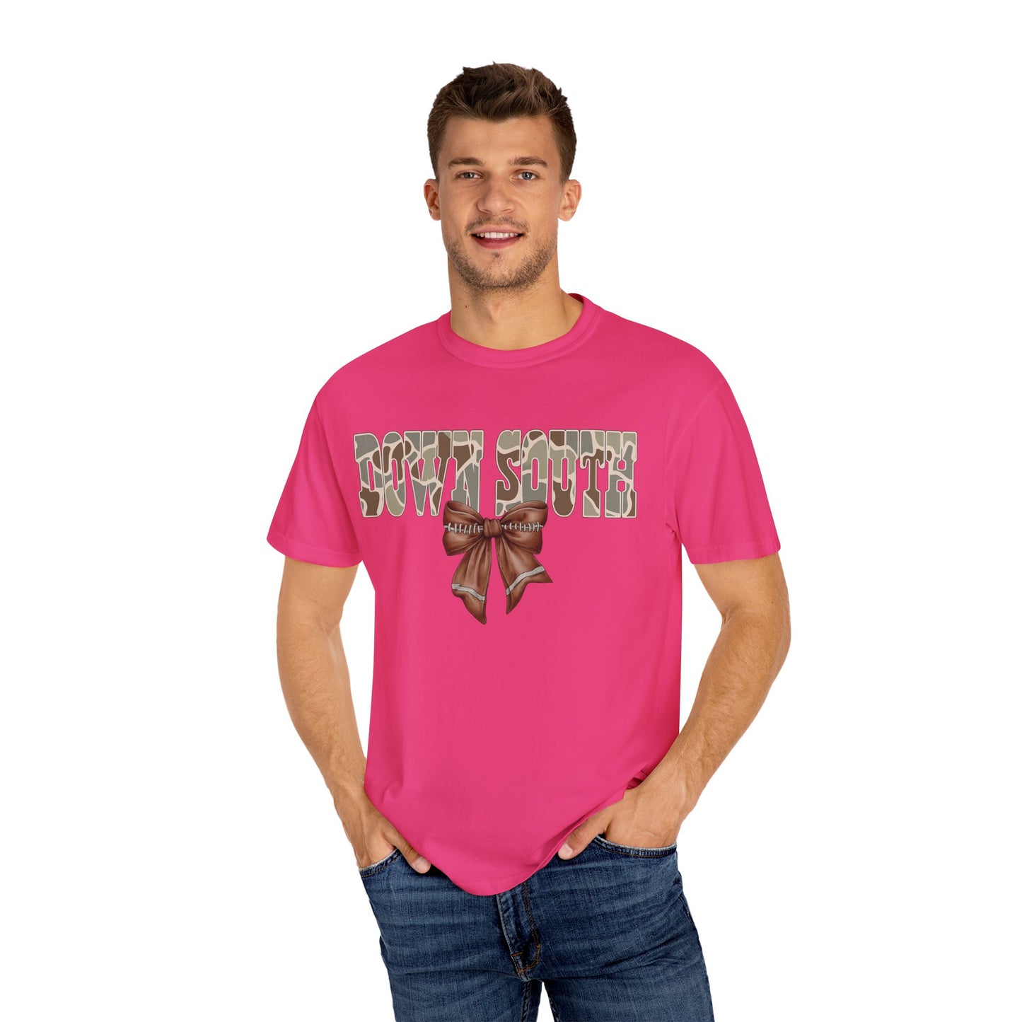 Camo Bow Graphic Tee - Trendy Apparel for Casual Outings and Birthdays