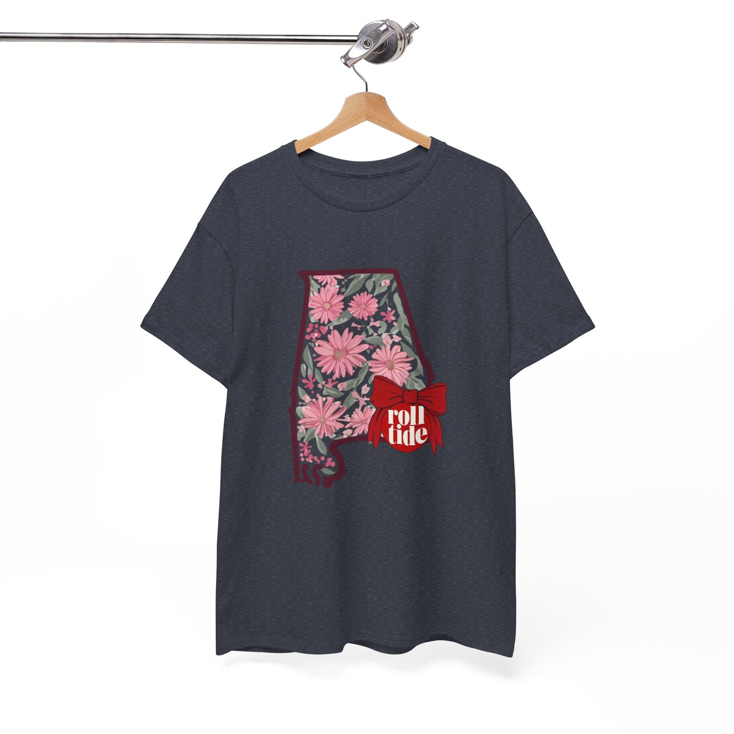 Floral Alabama Tee - Roll Tide Unisex Heavy Cotton T-Shirt, Casual Wear, Game Day Outfit, College Apparel, Southern Pride