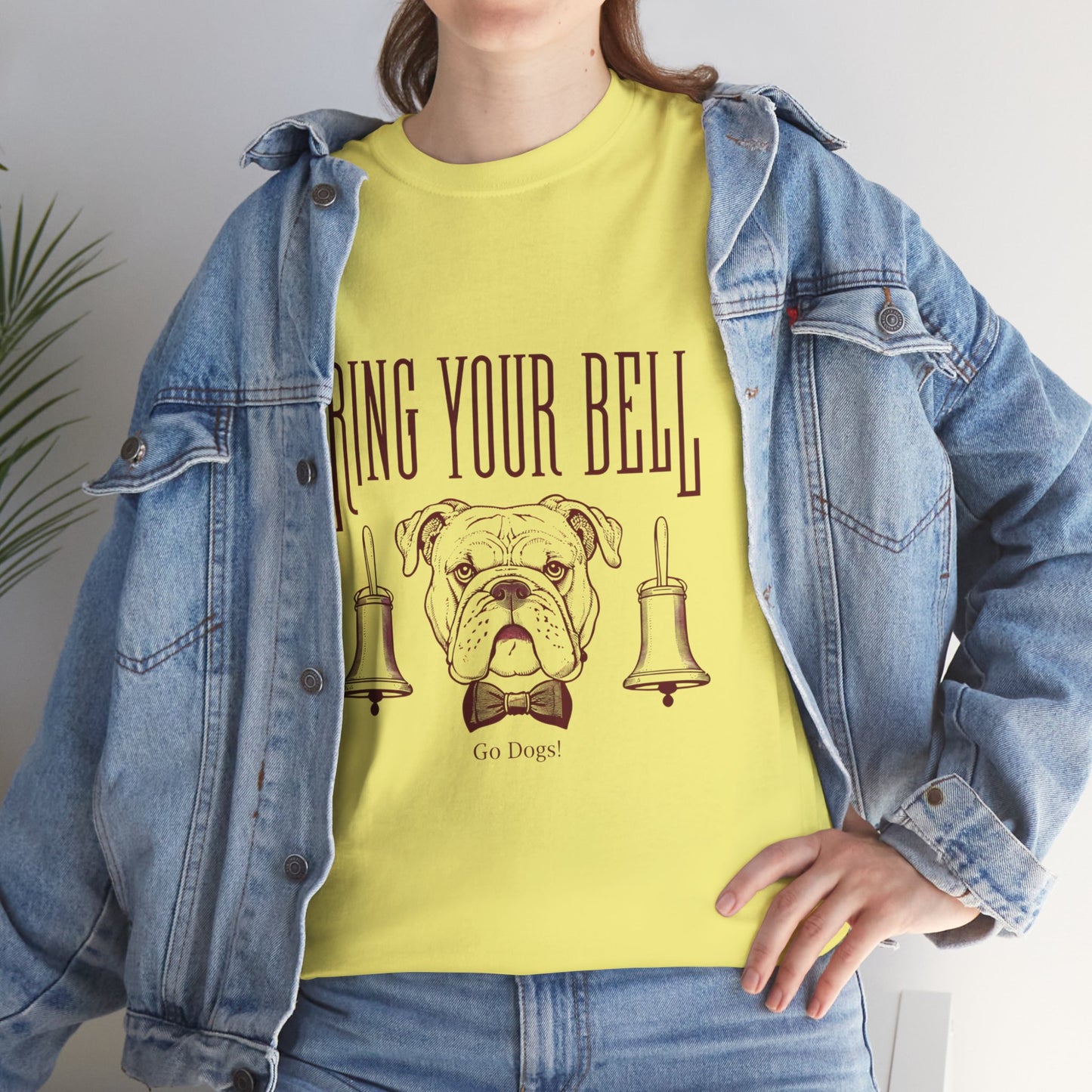 Dog Lover's Unisex Heavy Cotton Tee | 'Ring Your Bell' Shirt, Bulldog Tee, Pet Owner Gift, Funny Dog Apparel, Casual Wear