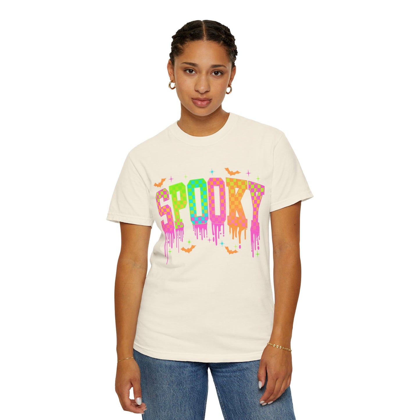 Colorful Neon Checkered Spooky T-Shirt