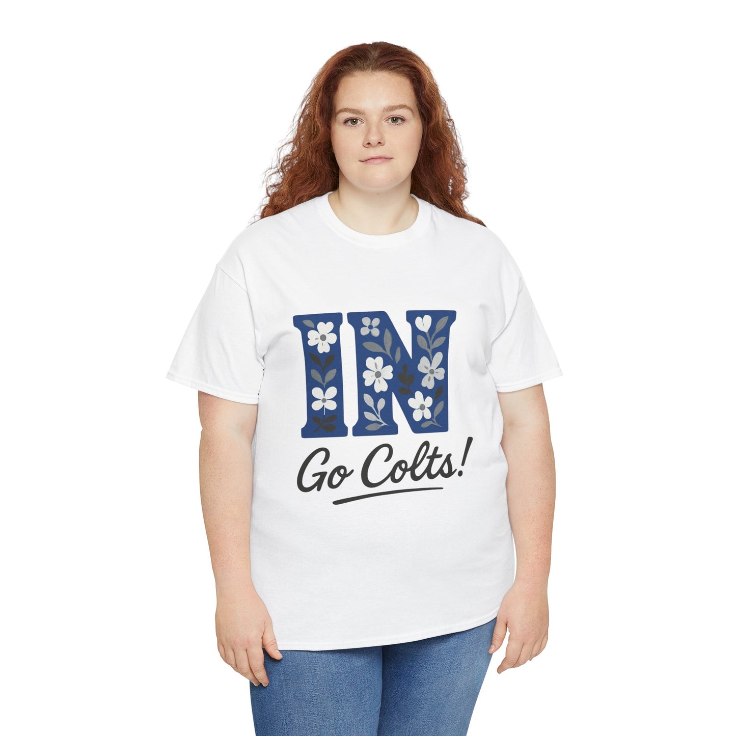 Floral Colts Tee | Unisex Heavy Cotton Tee for Sports Fans, Indiana Pride