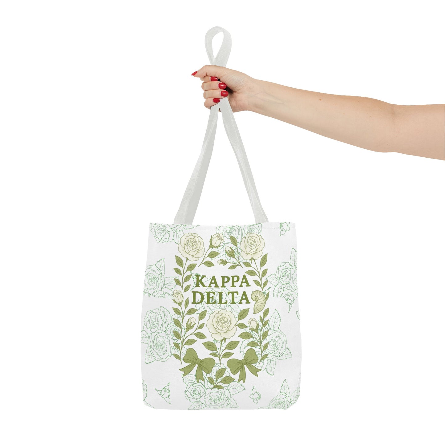 Elegant Kappa Delta Tote Bag, Floral AOP Design, Sorority Bag, Gift for Sisters, Eco-Friendly Shopping Bag