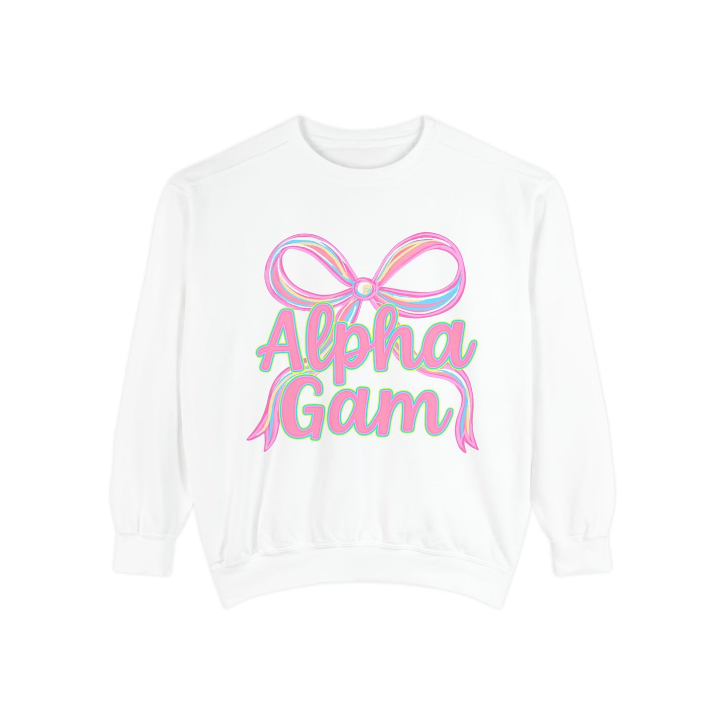 AlphaGam Unisex Garment-Dyed Sweatshirt, Sorority Sweatshirt, Cozy Gift, Casual Outfit, College Apparel, Sorority Merchandise