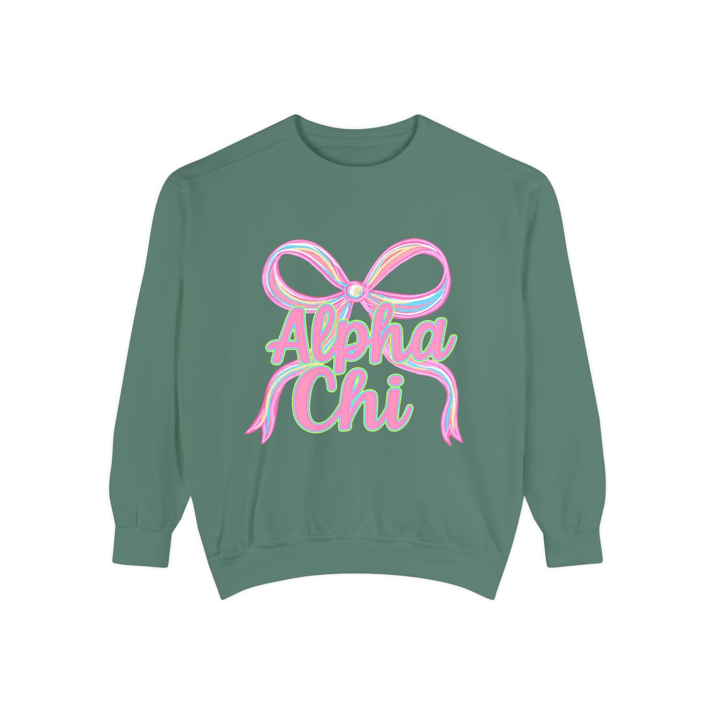 AlphaChi Garment-Dyed Sweatshirt, Sorority Sweatshirt, Personalized Gift, College Apparel, Comfortable Crewneck, Trendy Fashion