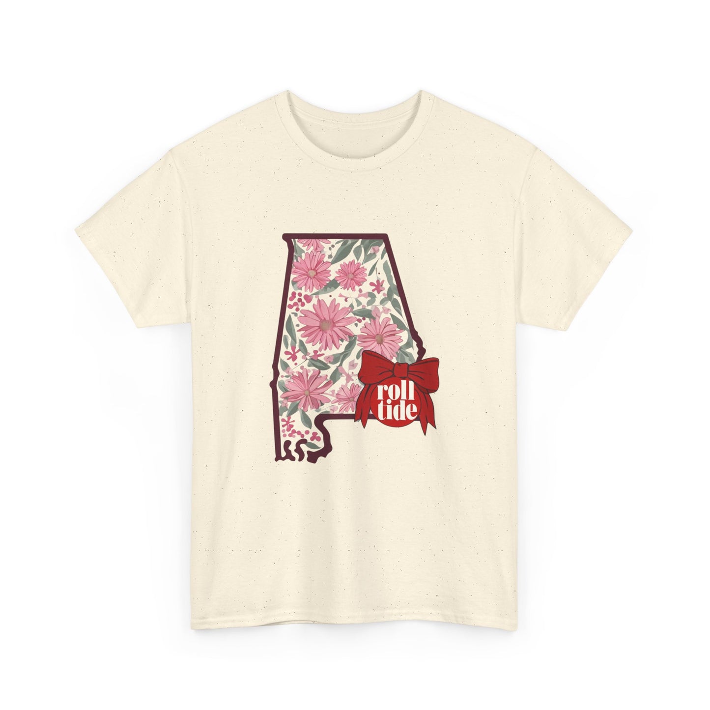 Floral Alabama Tee - Roll Tide Unisex Heavy Cotton T-Shirt, Casual Wear, Game Day Outfit, College Apparel, Southern Pride