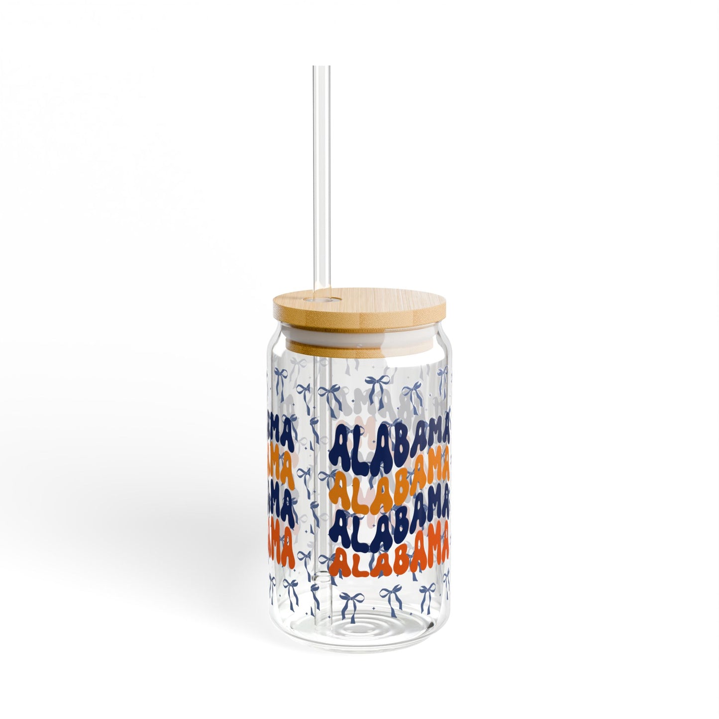 Coquette Bow AU Alabama Sipper Glass, 16oz - AU Tigers Game Day Drinkware, Summer Vibes, Eco-Friendly Beverage Container, Gift for Auburn Fans, Graduation Gift