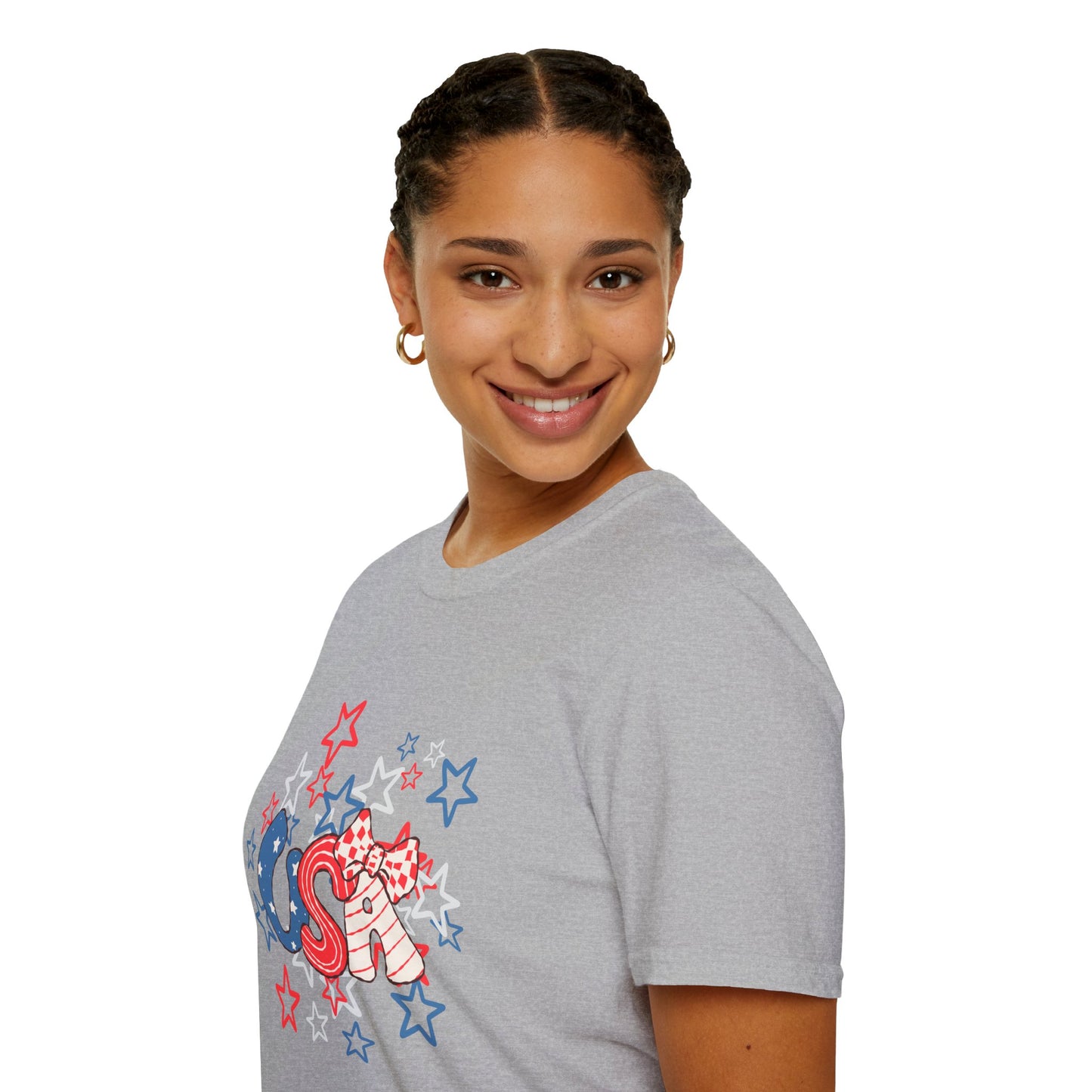 Patriotic Unisex T-Shirt for Independence Day, July 4th Celebration, Star-Patterned Tee, USA Graphic Top, Casual American Apparel