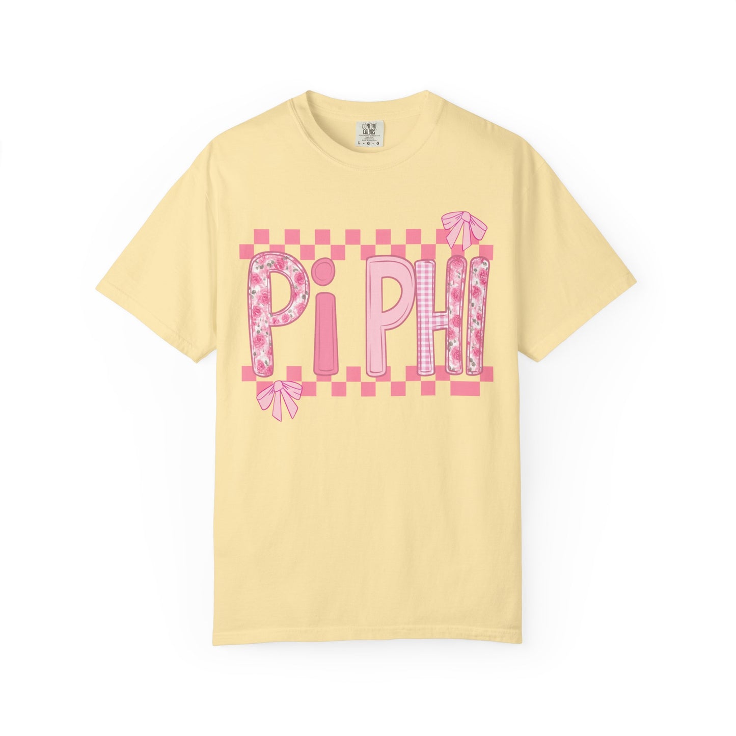 Cute Garment-Dyed T-Shirt for Sorority Sisters, Pi -Checked Style, Perfect for Casual Outings, Sorority Events, Gifts