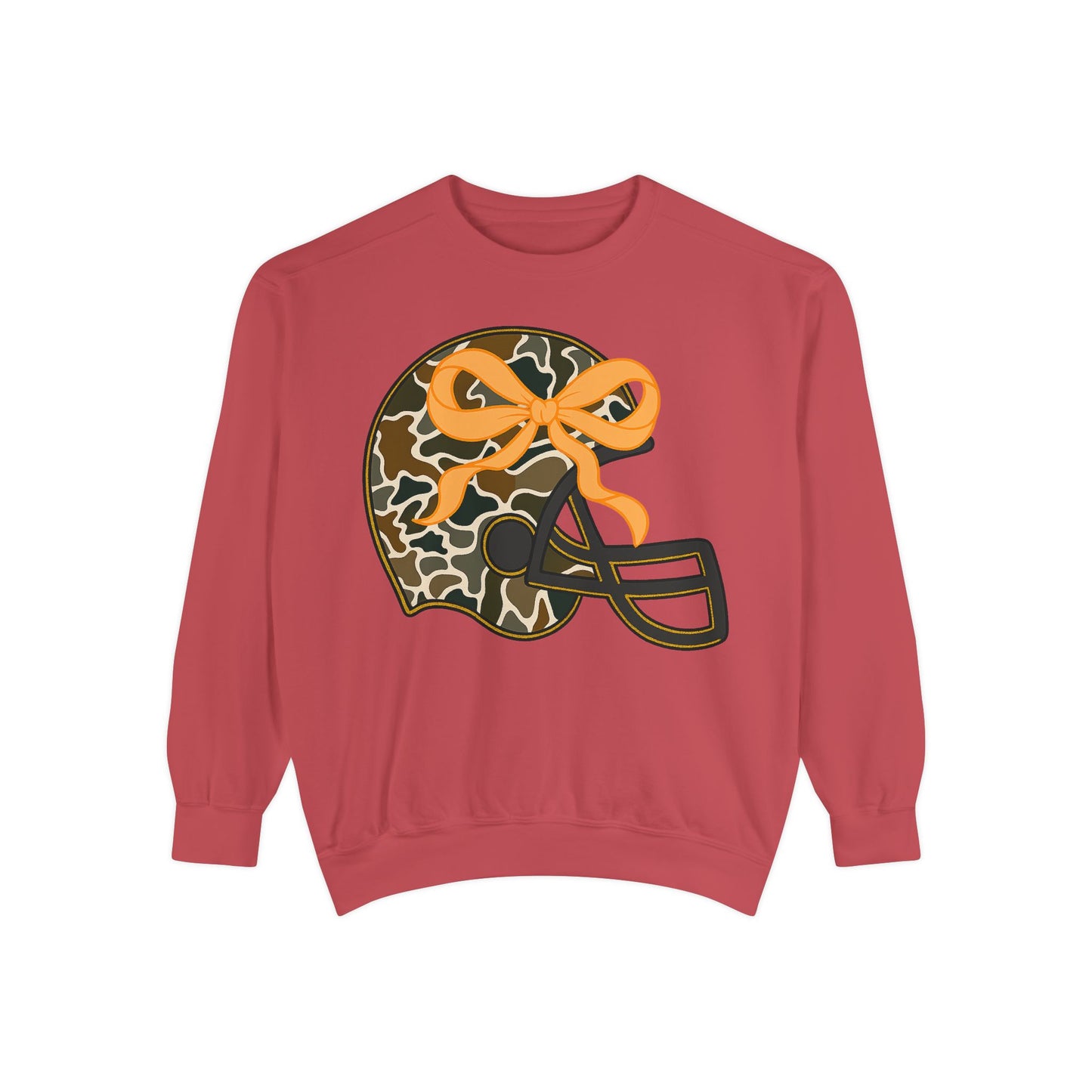 Comfort colors sweatshirt Camo Helmet Design, Casual Athletic Wear, Unisex Fall Fashion, Gift for Sports Fans