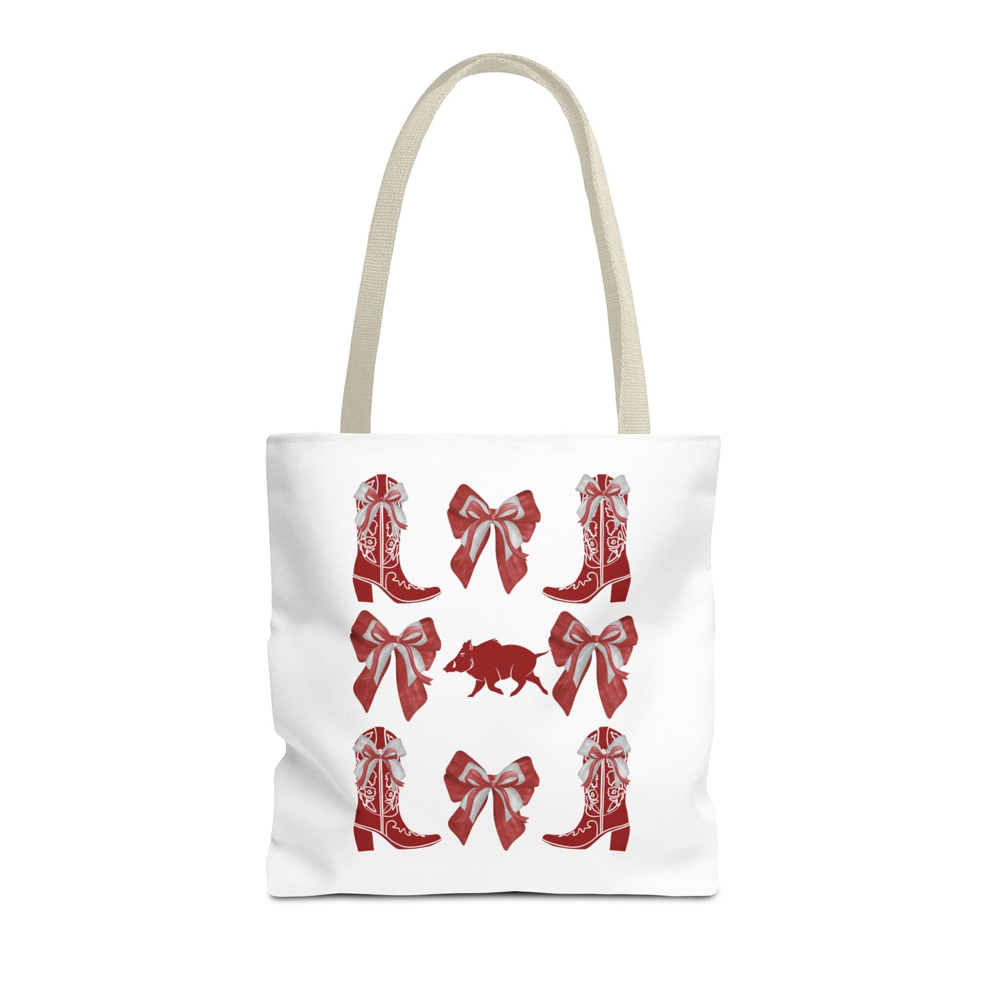 Arkansas Coquette Bow Chic Tote Bag - Stylish Carryall for Cowgirls, Woo Pig Gifts, AR Razorback Fan Gift, Arkansas Game Day Tote, Graduation Gift, Arkansas Alumni