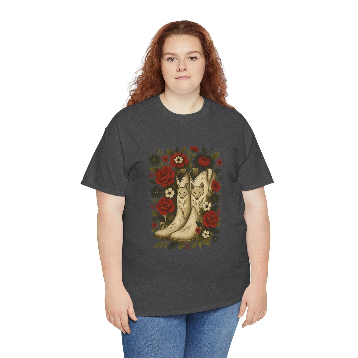 AR State Red Wolves Vintage Floral Cowboy Boots Tee