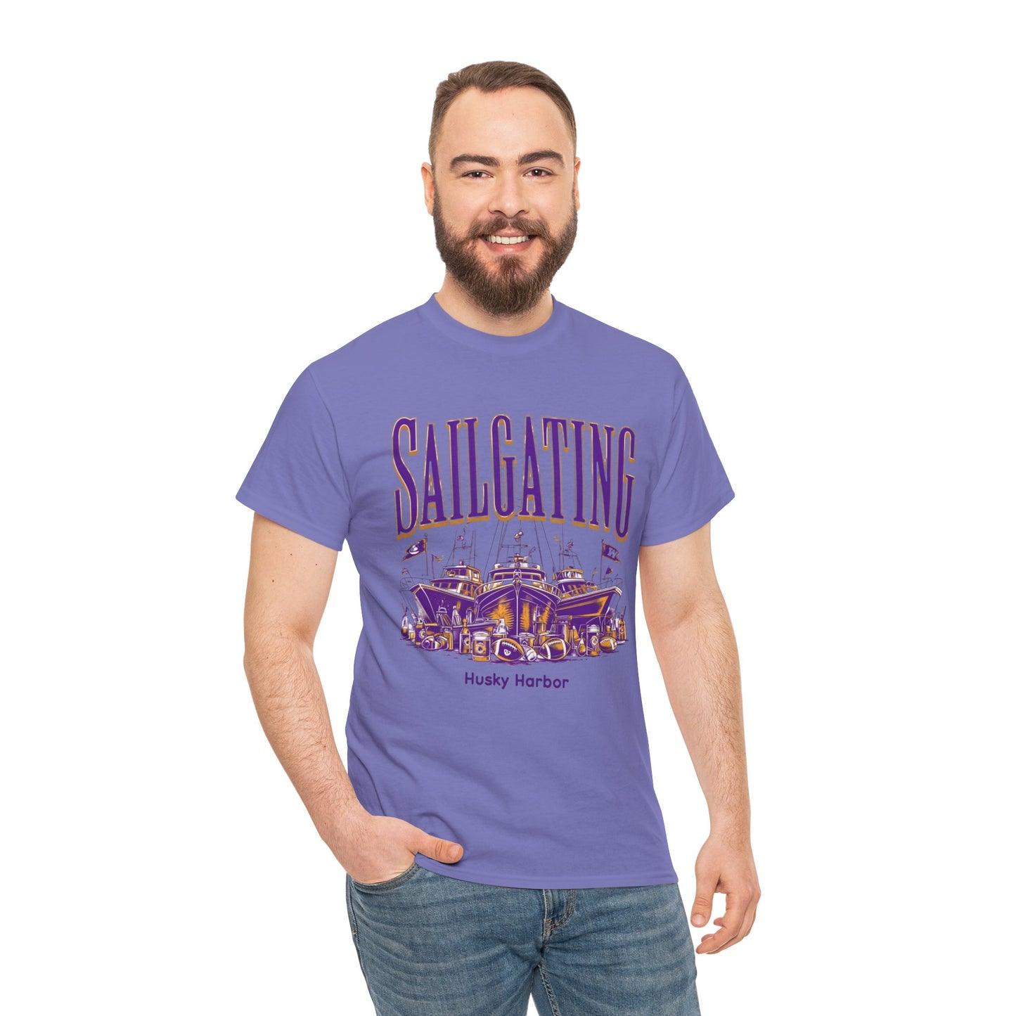 Sailgating Tee - Washington Huskies Unisex Heavy Cotton Shirt