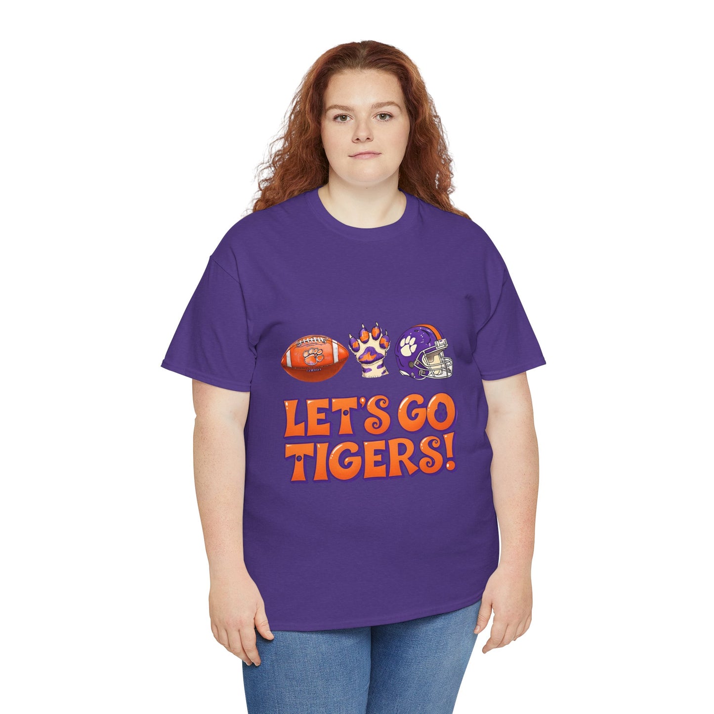 Unisex Heavy Cotton Tee - Let's Go Tigers! Sports Fan Tee, Game Day Shirt, Tailgate Apparel, Team Pride Top, College Football Gear