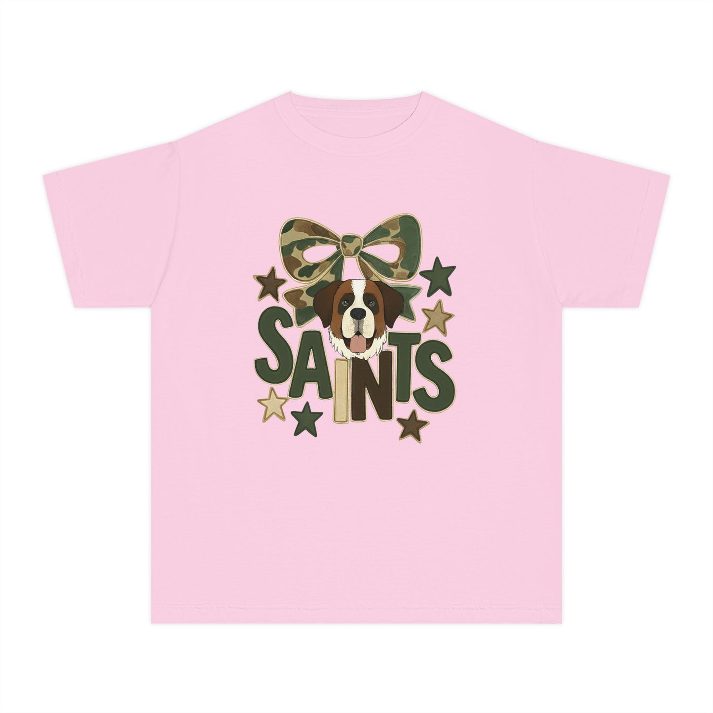 Camo Saints Youth Tee, Fun T-Shirt for Dog Lovers, Kids Outdoor Adventure Gear, Birthday Gift, Casual Wear
