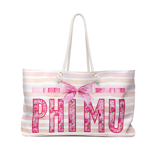 Phi MU Chic Floral Weekender Bag, Stylish Travel Tote, Personalized Getaway Bag, Beach Bag, Weekend Adventure Essential