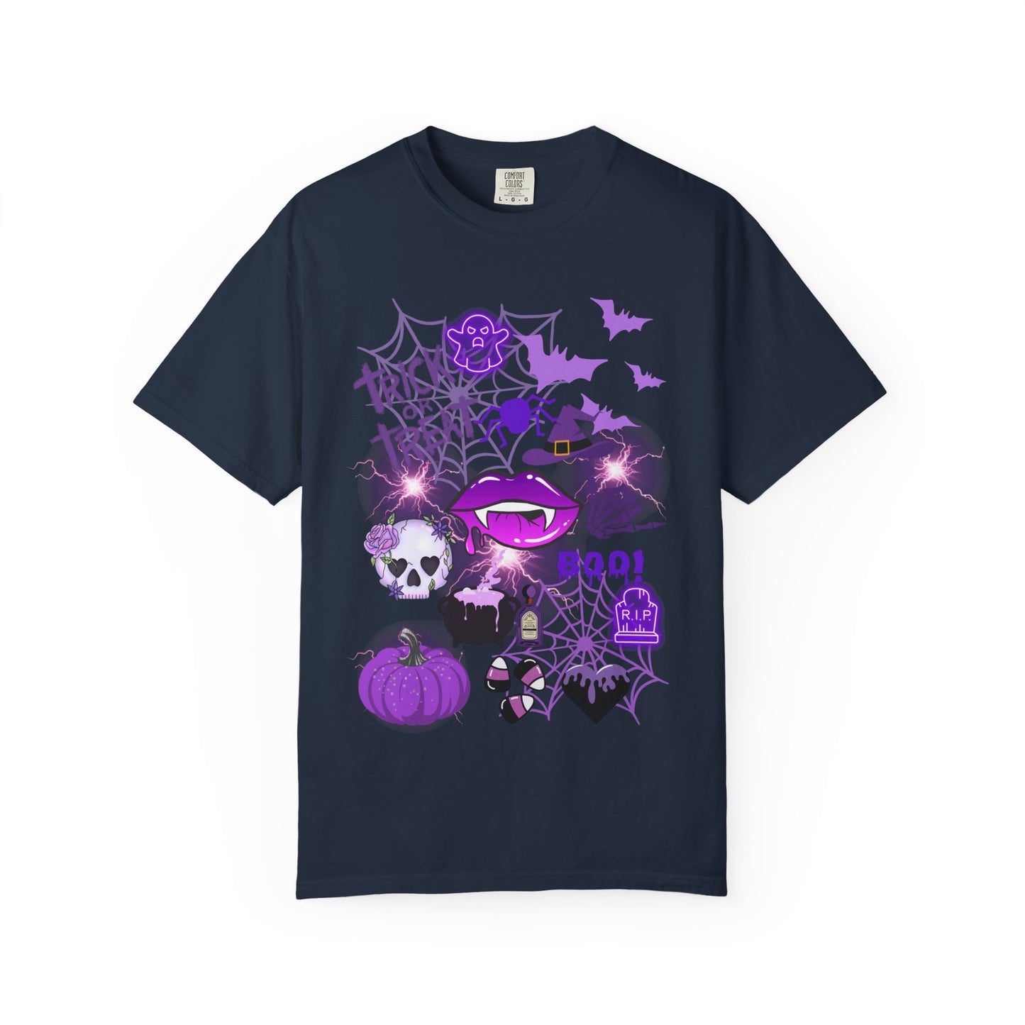 Spooky Purple Vibes Halloween Graphic T-Shirt, Fun Unisex Tee for Spooky Season, Trick or Treat, Boo! Shirt, Halloween Party Wear, Gift Idea